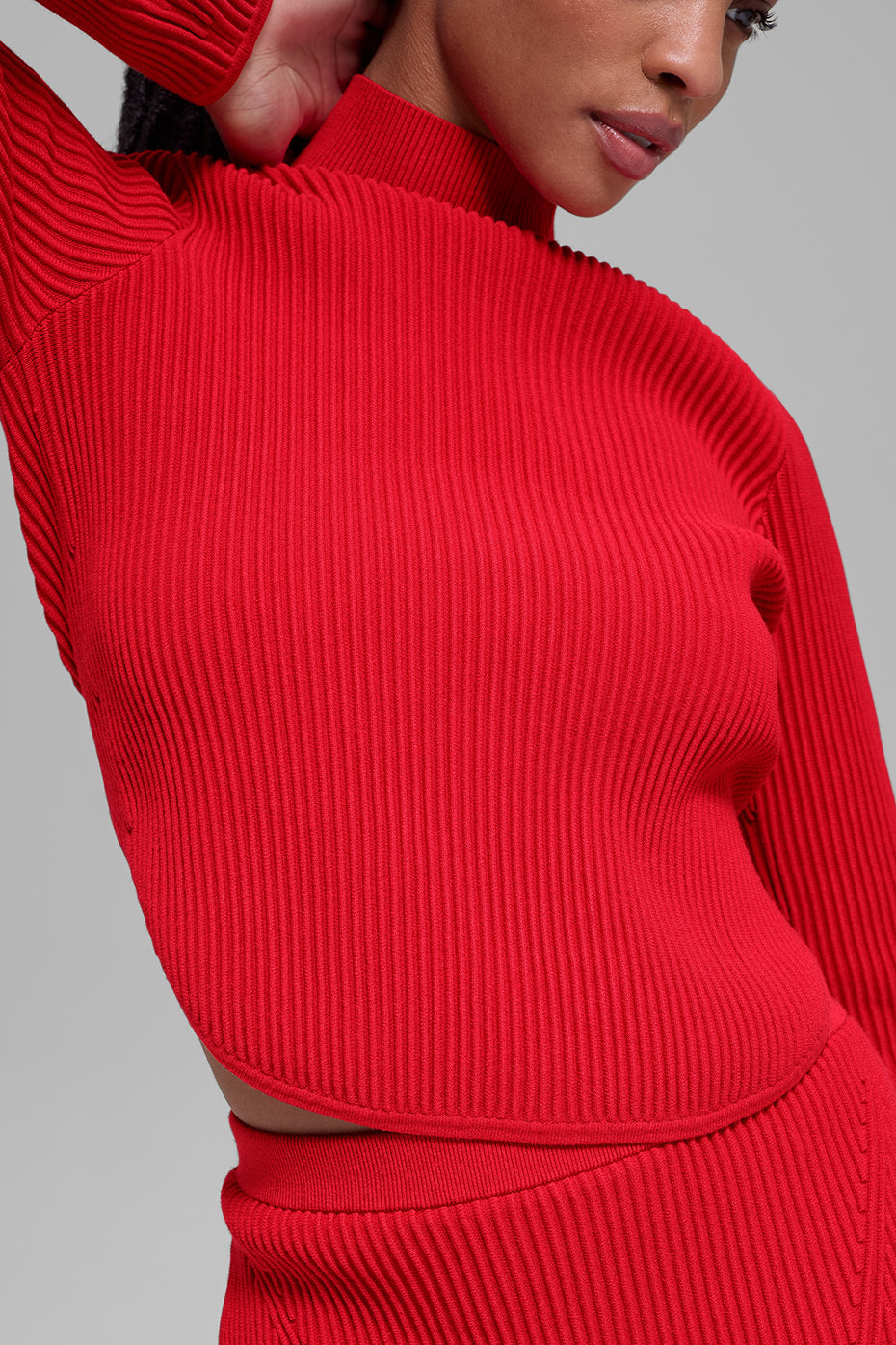 Haut Manches Longues En Maille Denim Backless