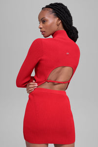 Haut Manches Longues En Maille Denim Backless