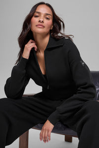 Scholar Knit Cropped Full Zip Jacket