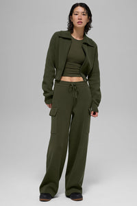 Scholar Knit Cropped Full Zip Jacket