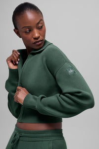 Scholar Knit Cropped Full Zip Jacket