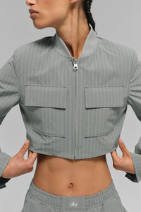 Veste Zippée Courte À Fines Rayures Main Character