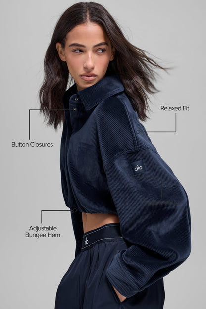 Ribbed Velour Cropped Mountain Side Jacket