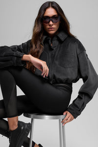 Ribbed Velour Cropped Mountain Side Jacket