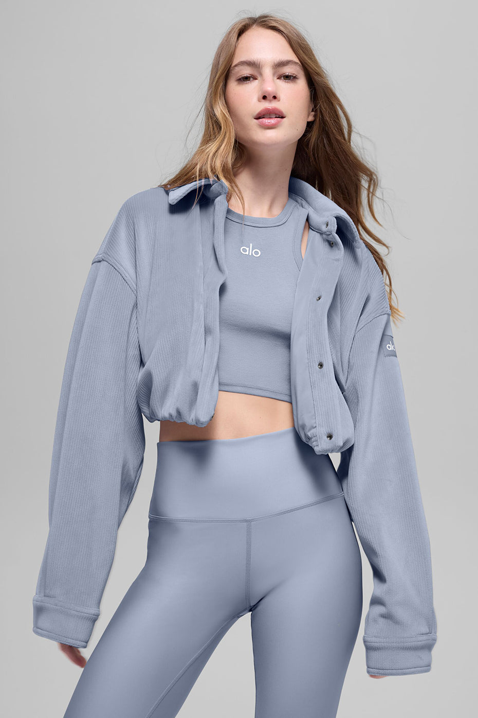 Ribbed Velour Cropped Mountain Side Jacket