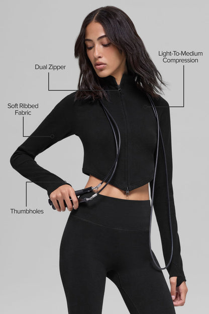 Veste Côtelée Sans Coutures Two Tone