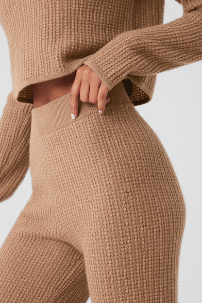 Pantalon Taille Haute En Cachemire Plush Waffle