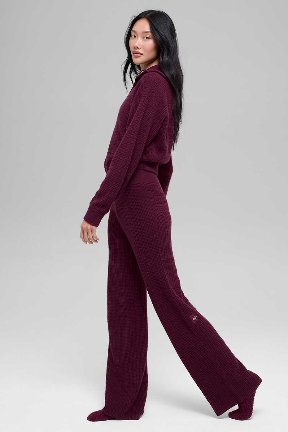 Pantalon Taille Haute En Cachemire Plush Waffle