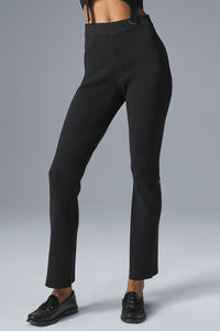 Pantalon Évasé Taille Haute En Maille Denim