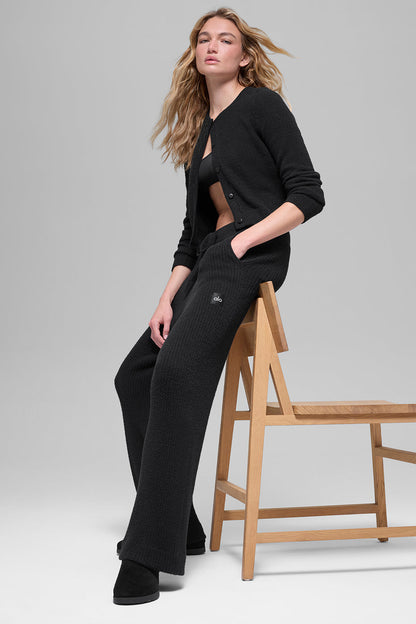 Pantalon Large Taille Haute Sweat Snuggle Up - Noir