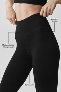 Legging Côtelé Taille Haute 7/8 Sans Coutures Modal