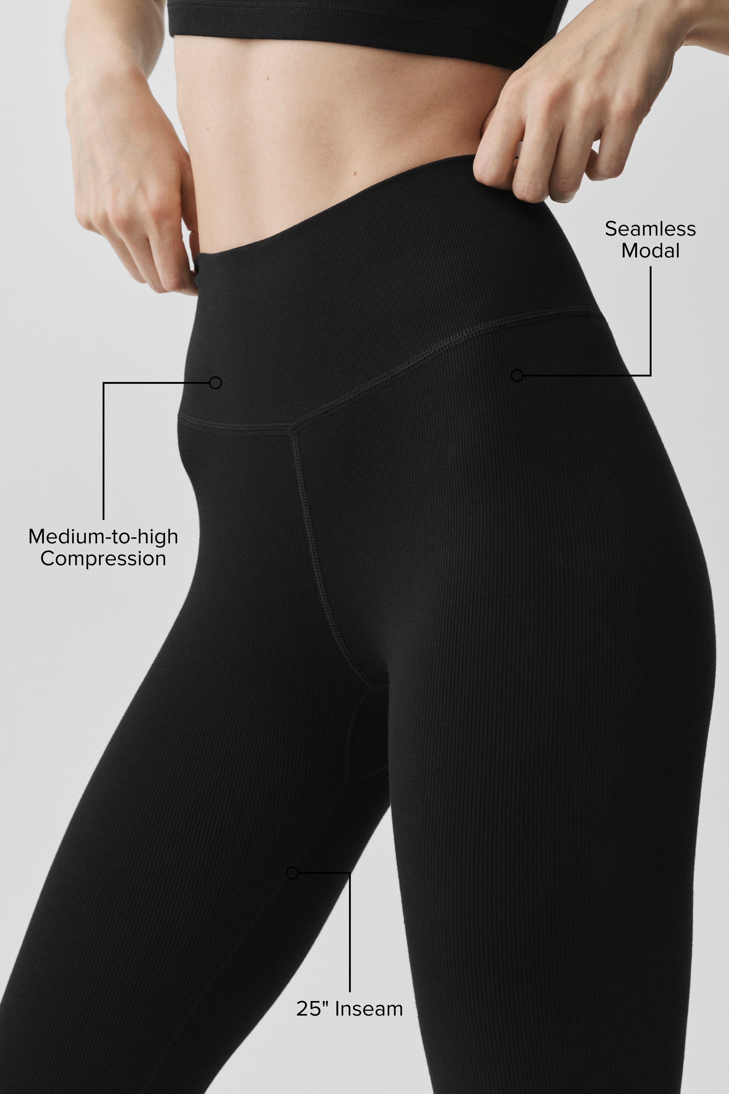 Legging Côtelé Taille Haute 7/8 Sans Coutures Modal