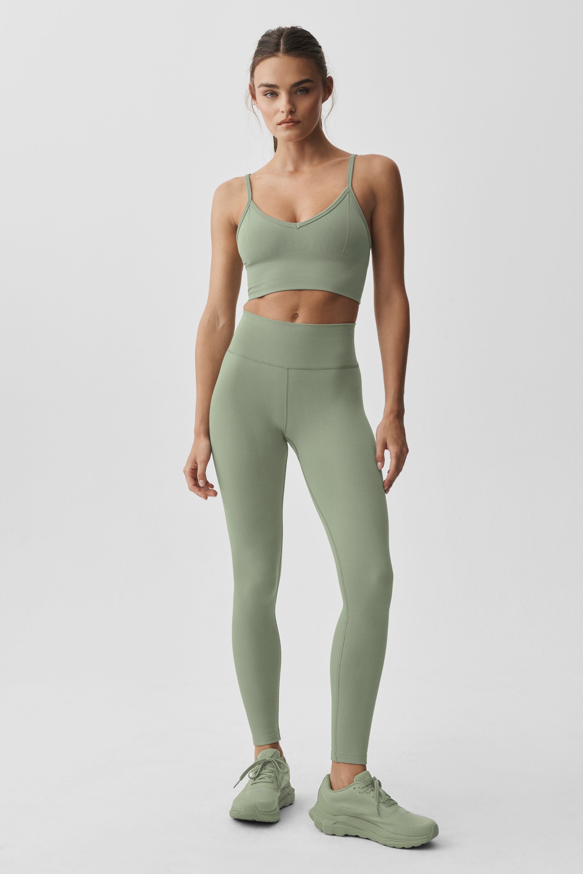 Legging Côtelé Taille Haute 7/8 Sans Coutures Modal