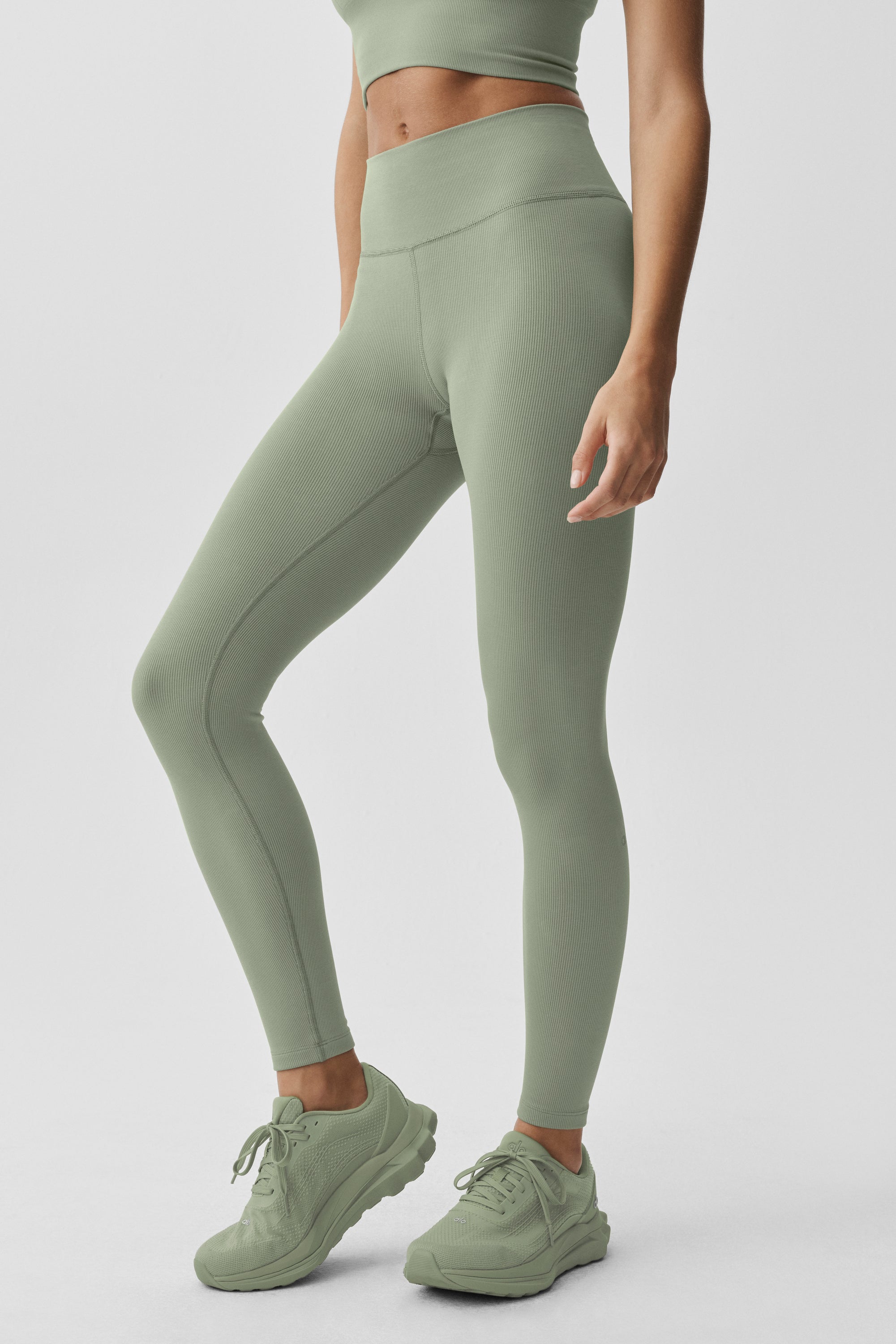 Legging Côtelé Taille Haute 7/8 Sans Coutures Modal