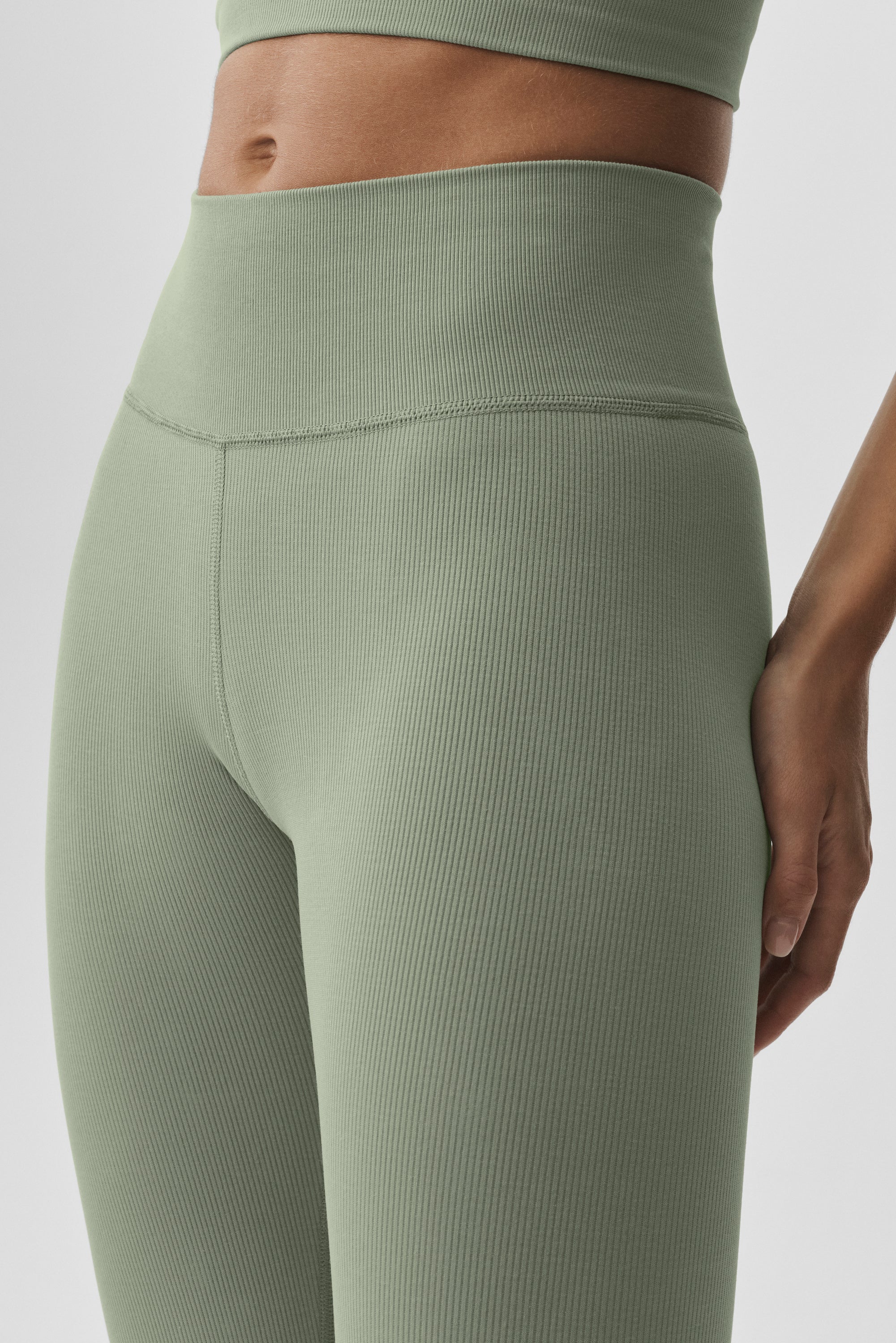 Legging Côtelé Taille Haute 7/8 Sans Coutures Modal