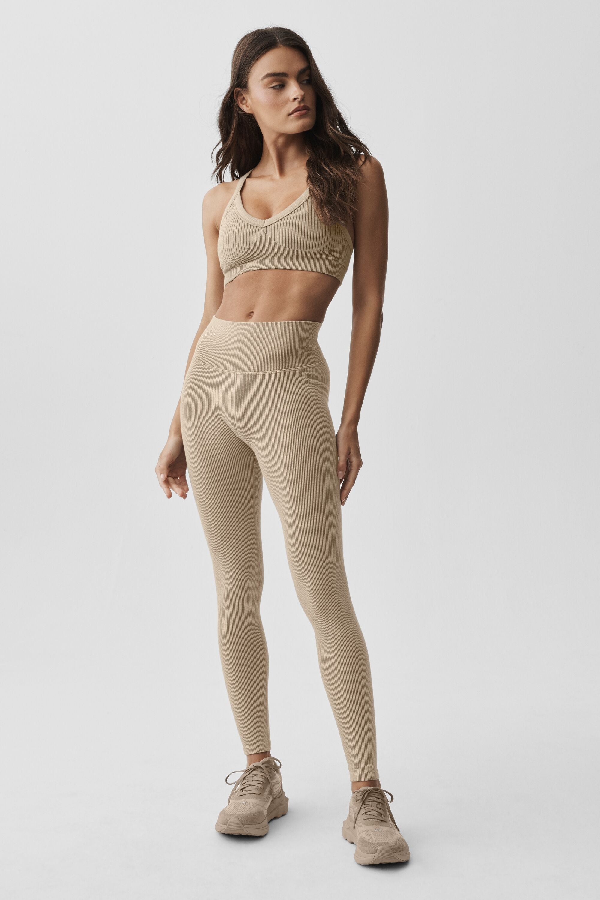Legging Côtelé Taille Haute Sans Coutures Two Tone
