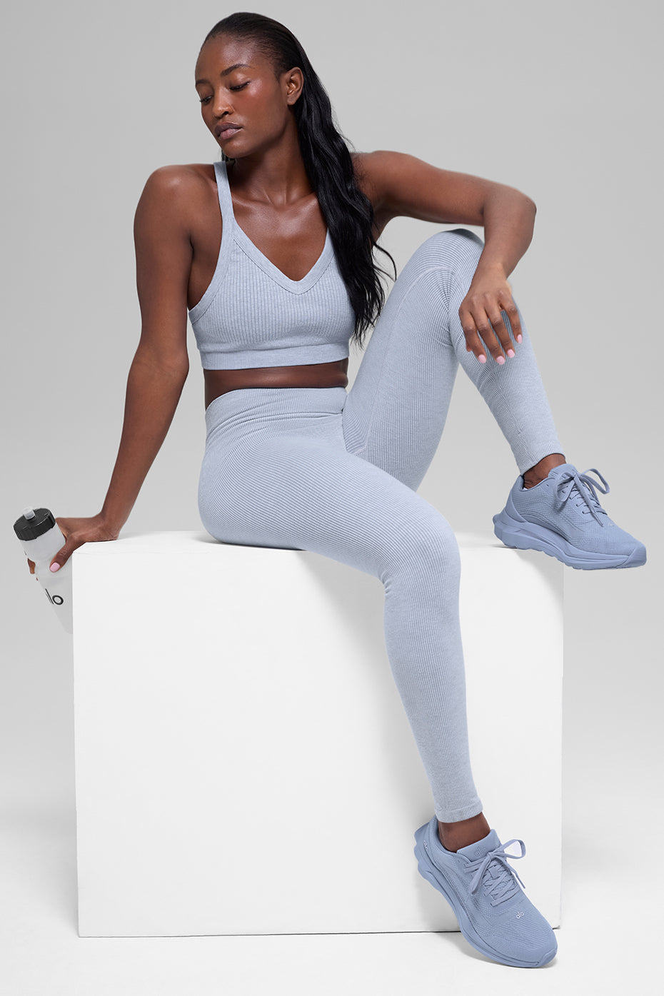 Legging Côtelé Taille Haute Sans Coutures Two Tone