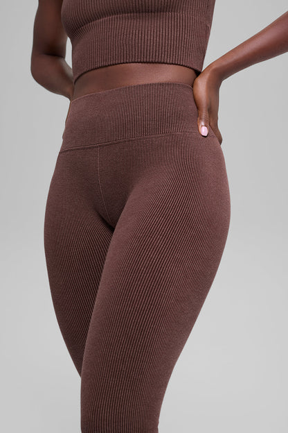 Legging Côtelé Taille Haute Sans Coutures Two Tone