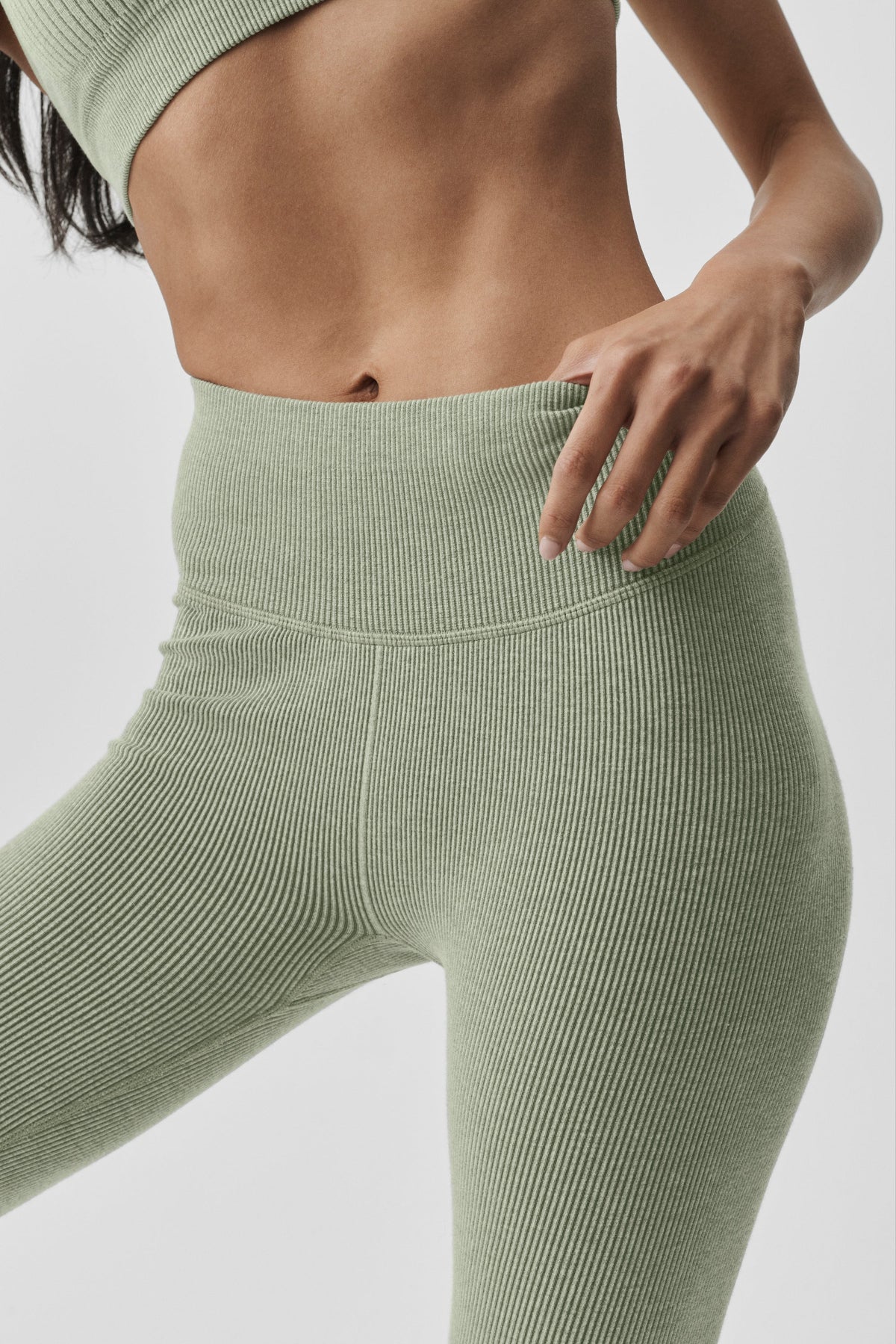 Legging Côtelé Taille Haute Sans Coutures Two Tone