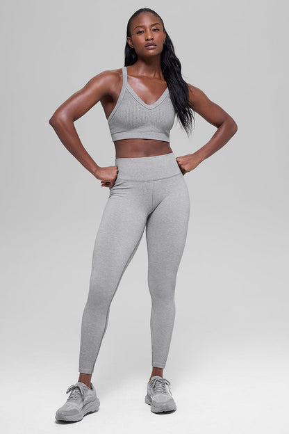Legging Côtelé Taille Haute Sans Coutures Two Tone