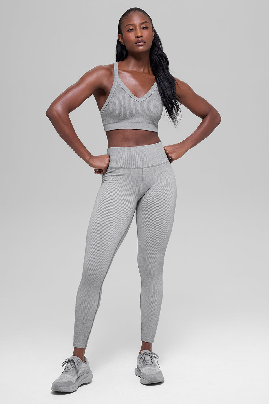 Legging Côtelé Taille Haute Sans Coutures Two Tone