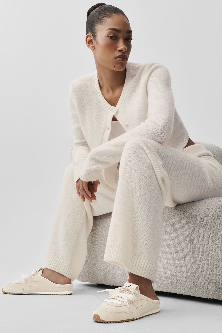 Pantalon Ample Taille Haute En Laine Et Cachemire New Class