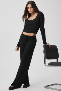 Sweater Knit Mid-Rise Unwind Wide Leg Pant