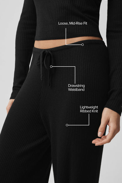 Pantalon Large En Maille Taille Mi-Haute Unwind