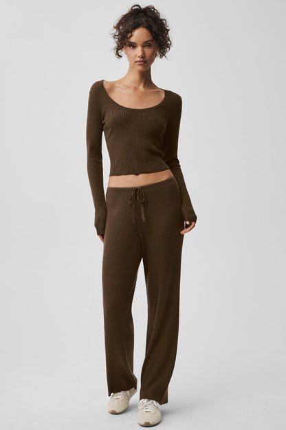 Sweater Knit Mid-Rise Unwind Wide Leg Pant