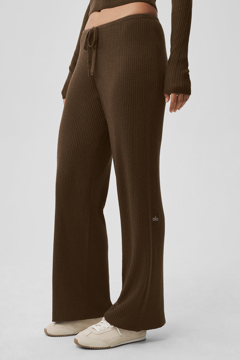 Pantalon Large En Maille Taille Mi-Haute Unwind