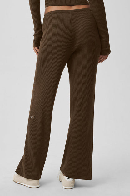 Pantalon Large En Maille Taille Mi-Haute Unwind