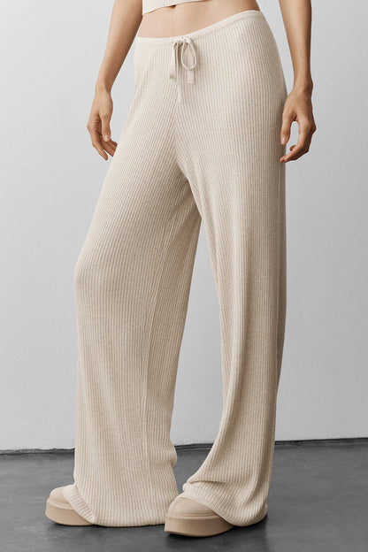 Pantalon Large En Maille Taille Mi-Haute Unwind