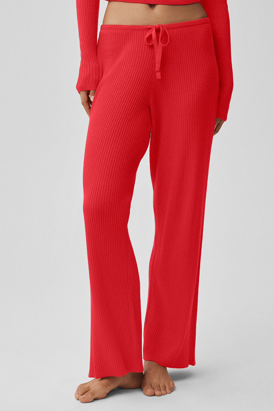 Pantalon Large En Maille Taille Mi-Haute Unwind