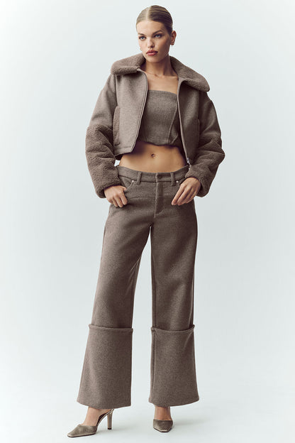 Pantalon Large En Laine Mélangée Nightcap