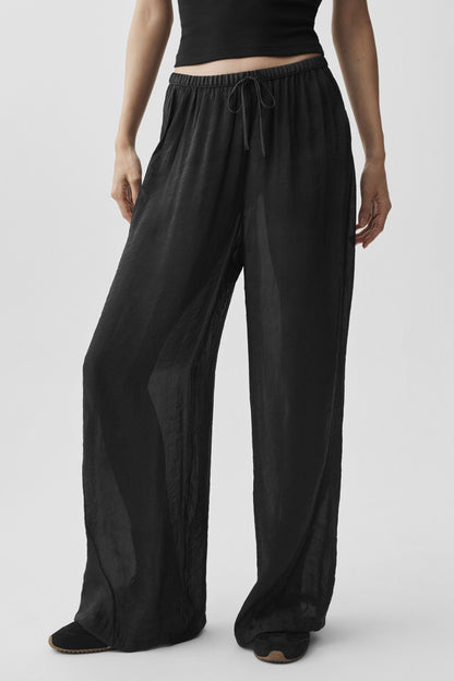 Pantalon Taille Haute Coupe Droite Semi-Transparent Golden Hour