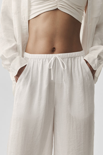 Pantalon Taille Haute Coupe Droite Semi-Transparent Golden Hour