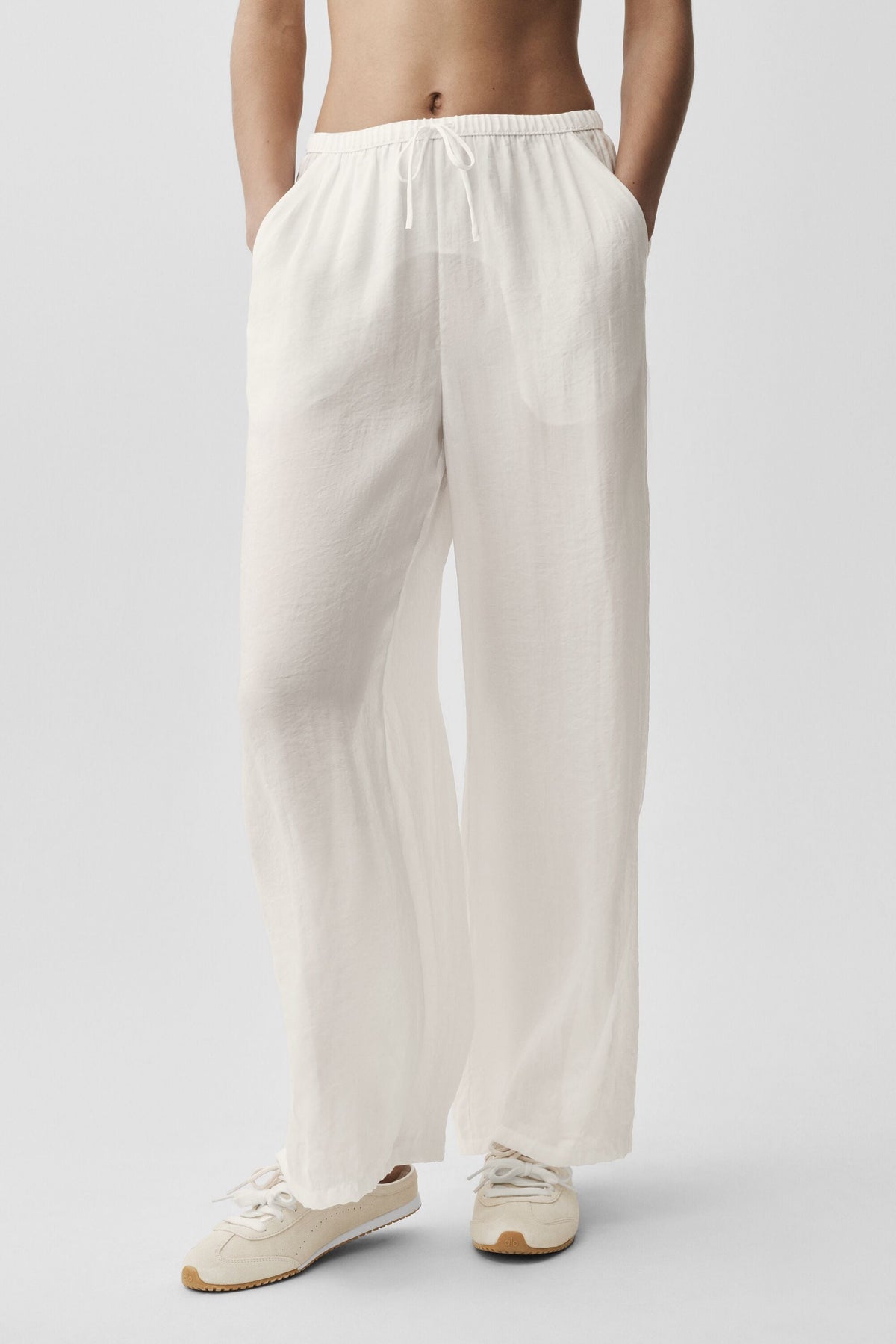 Pantalon Taille Haute Coupe Droite Semi-Transparent Golden Hour