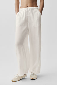 Pantalon Taille Haute Coupe Droite Semi-Transparent Golden Hour