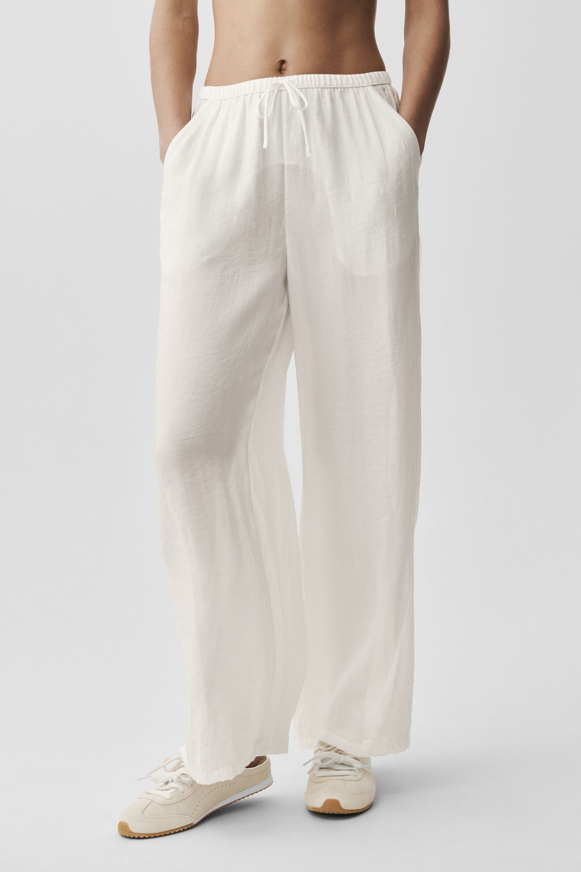 Pantalon Taille Haute Coupe Droite Semi-Transparent Golden Hour