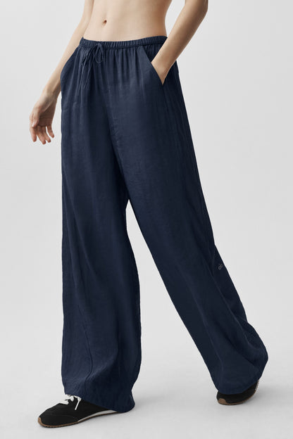 Pantalon Taille Haute Coupe Droite Semi-Transparent Golden Hour