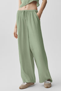 Pantalon Taille Haute Coupe Droite Semi-Transparent Golden Hour