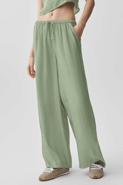 Pantalon Taille Haute Coupe Droite Semi-Transparent Golden Hour