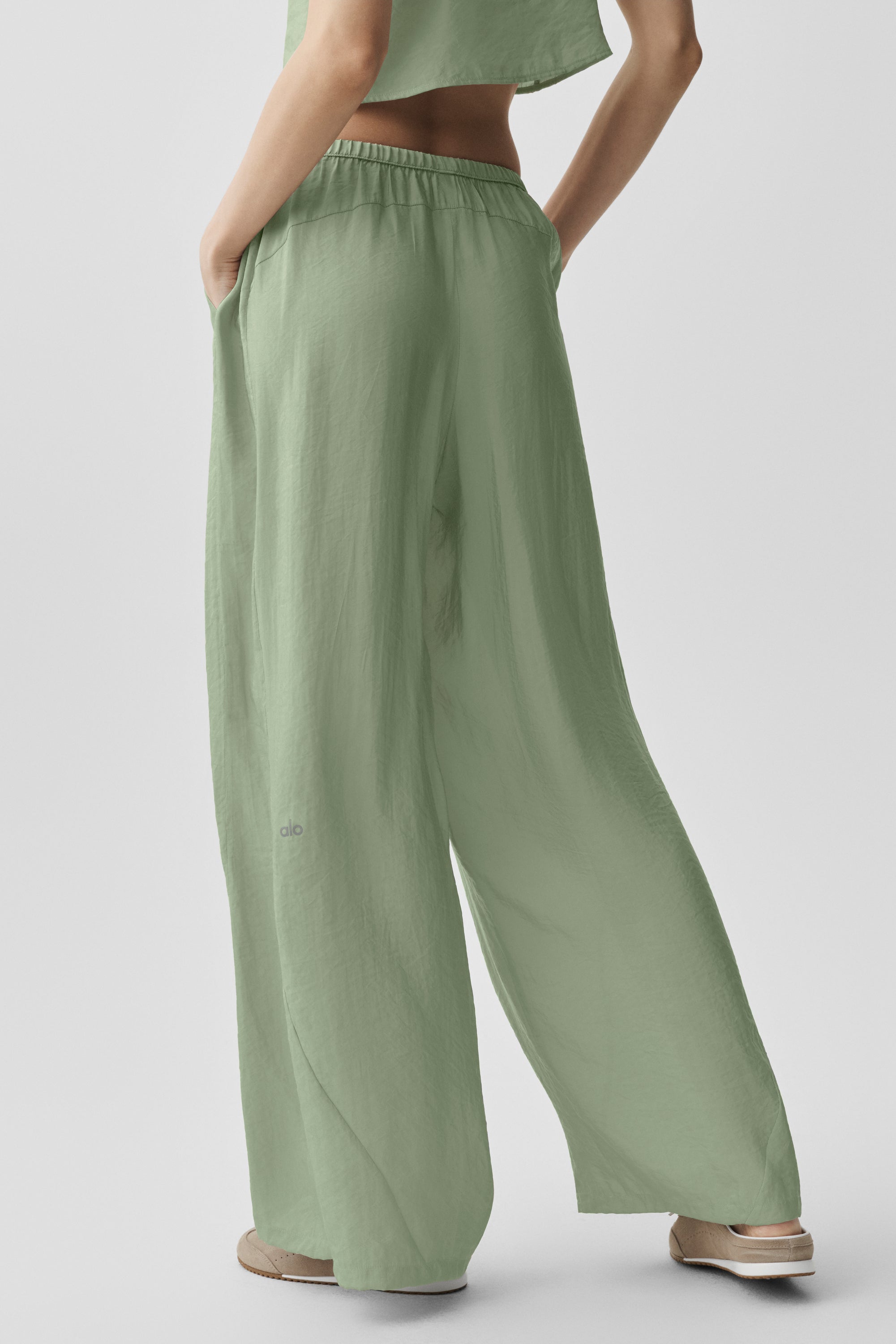 Pantalon Taille Haute Coupe Droite Semi-Transparent Golden Hour