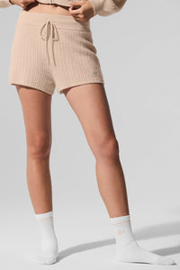 Short Taille Haute En Cachemire Plush Waffle