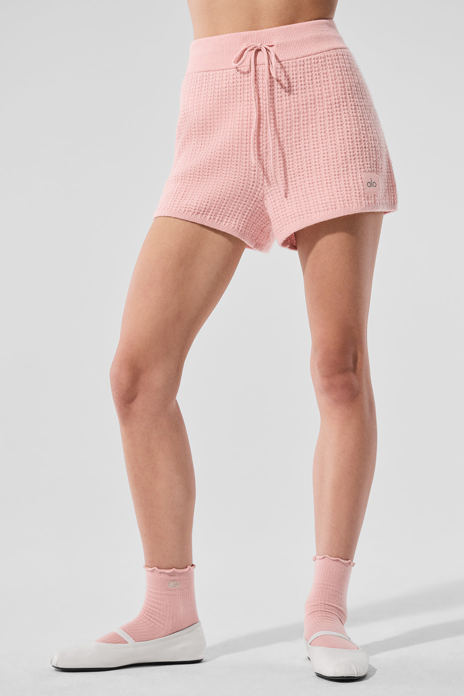 Short Taille Haute En Cachemire Plush Waffle