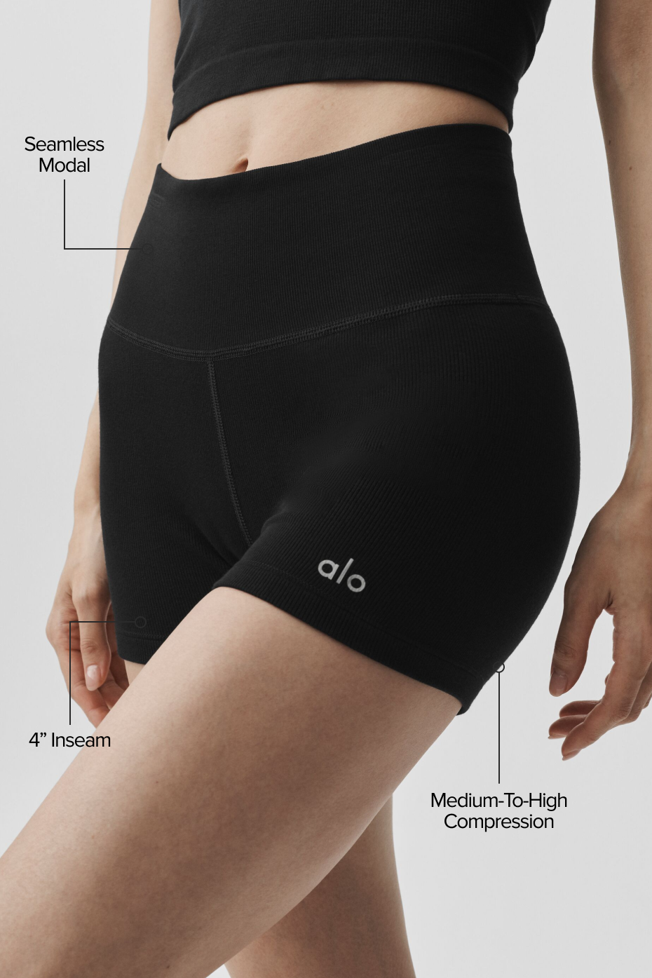Short Côtelé Taille Haute Sans Coutures Modal 10,2 cm