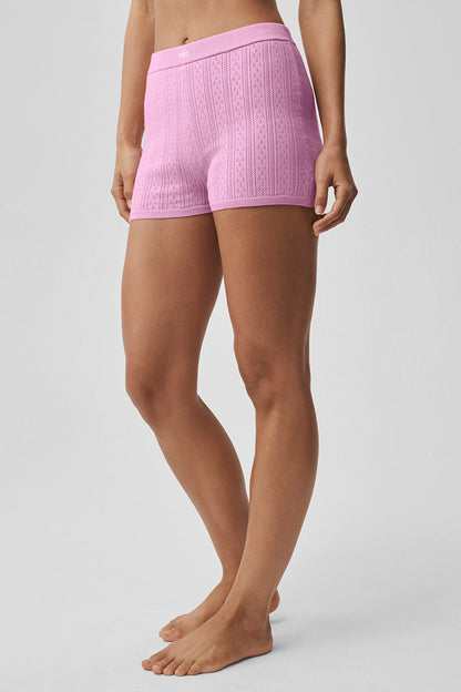 Mini Short En Maille Pointelle Be Mine - Blanc semi-transparent