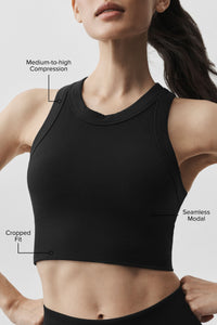 Brassière Côtelée À Encolure Haute Sans Coutures Modal Delight