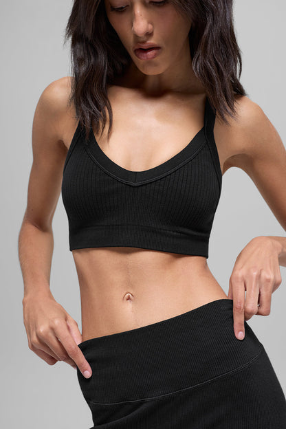 Brassière Côtelée Sans Coutures Two Tone